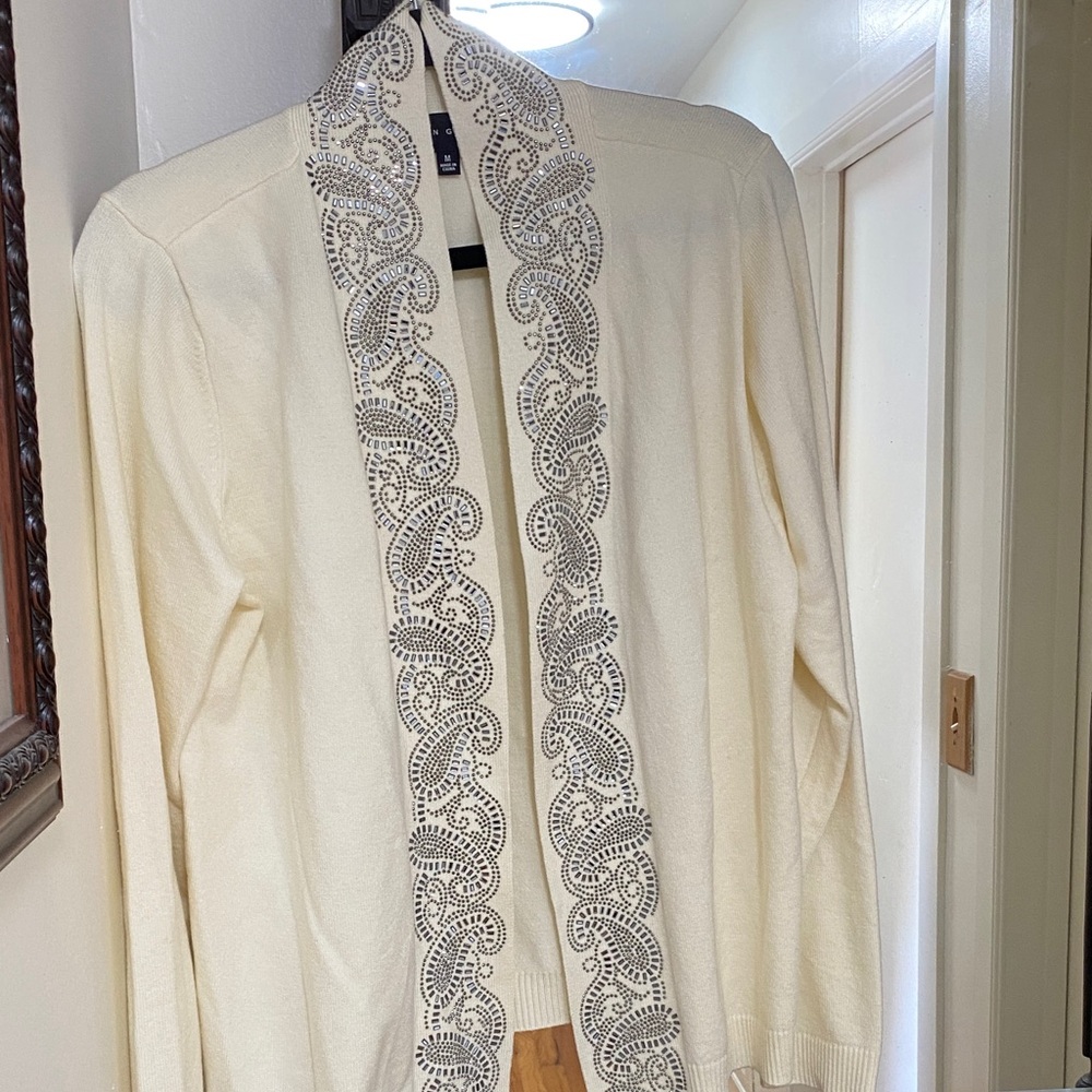 Susan Graver Cream Knit Cardigan